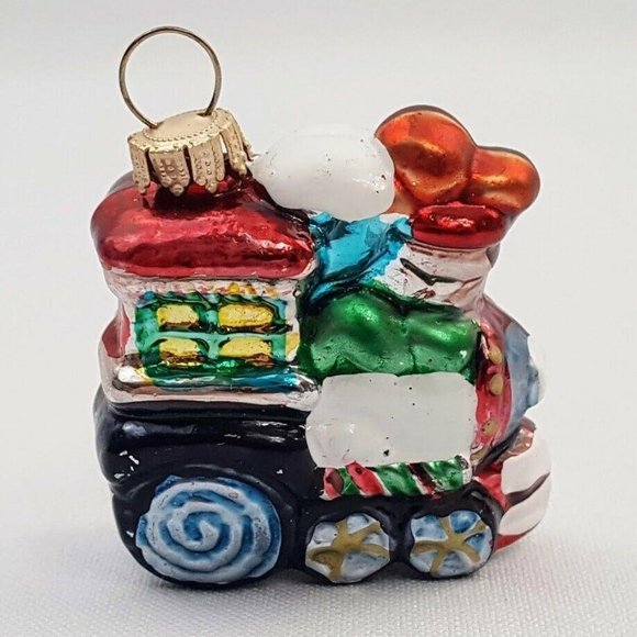 Christmas Tree Ornament Mini Train European Blown Glass Railroad Locomotive - Picture 3 of 9